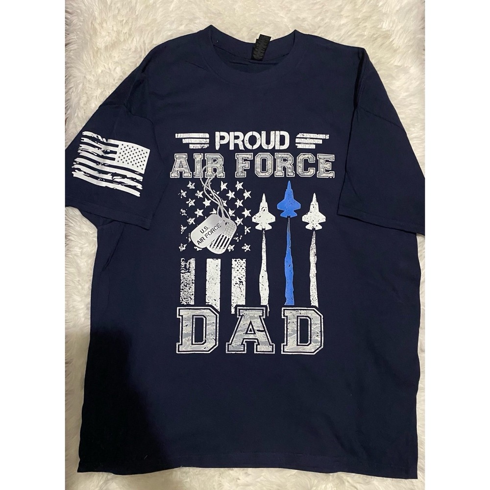 Proud Air Force Dad T-Shirt Military Patriotic USA Flag Graphic Tee